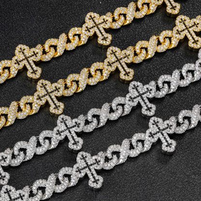 20mm S925 Moissanite Cross Infinity Cuban Chain