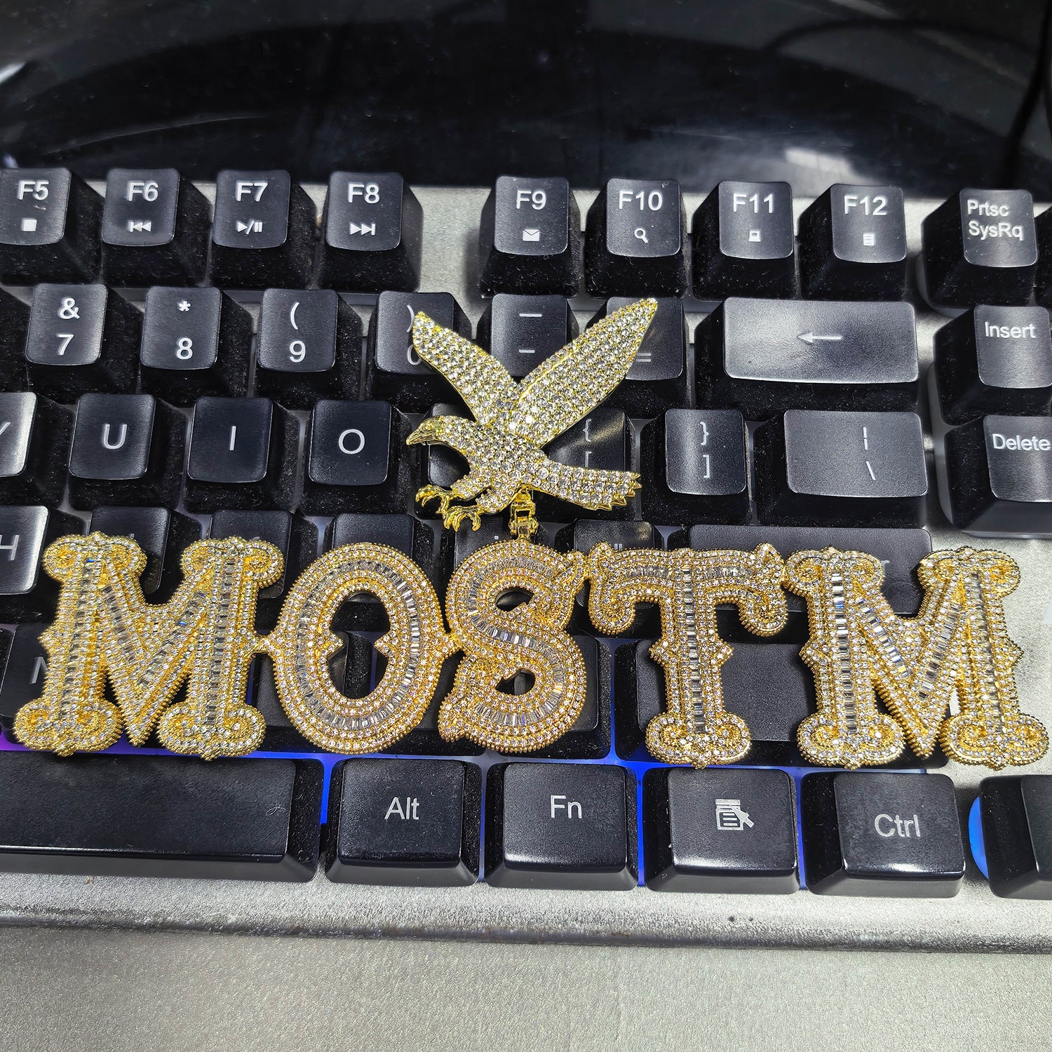 Custom Bold Eagle Clasp Prong-Set Moissanite Pendant