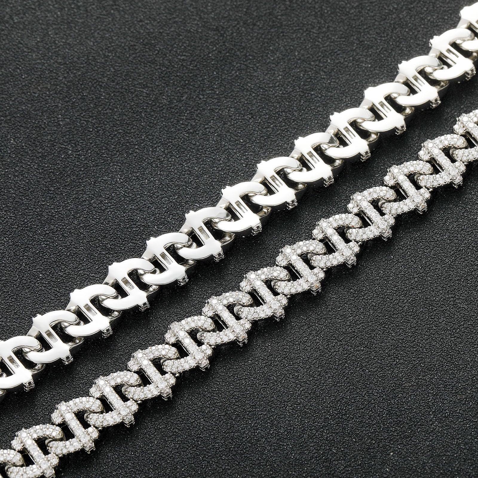 10mm Geometric Moissanite Cuban Chain
