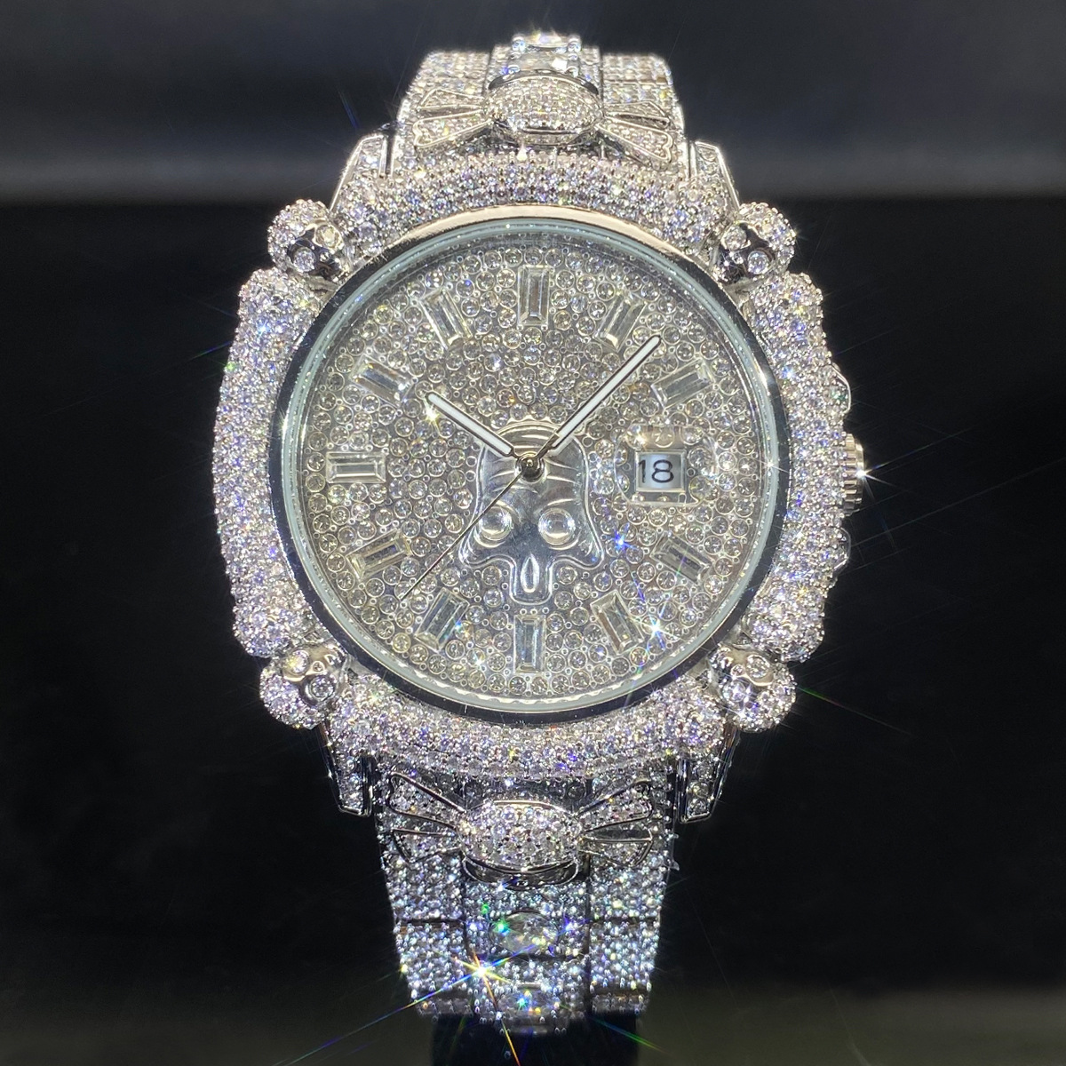Moissanite Exquisitely Designed Opulent Skull Watch