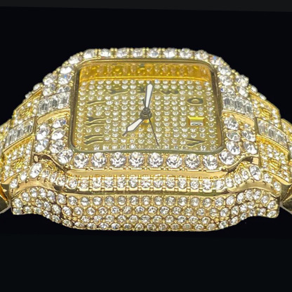 Square Moissanite Unique Arabic Numerals Watch  Setting