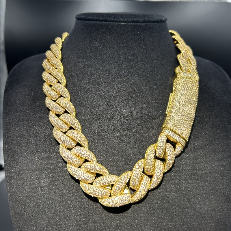 20mm S925 Moissanite Unique Trendy Pattern Cuban Chain