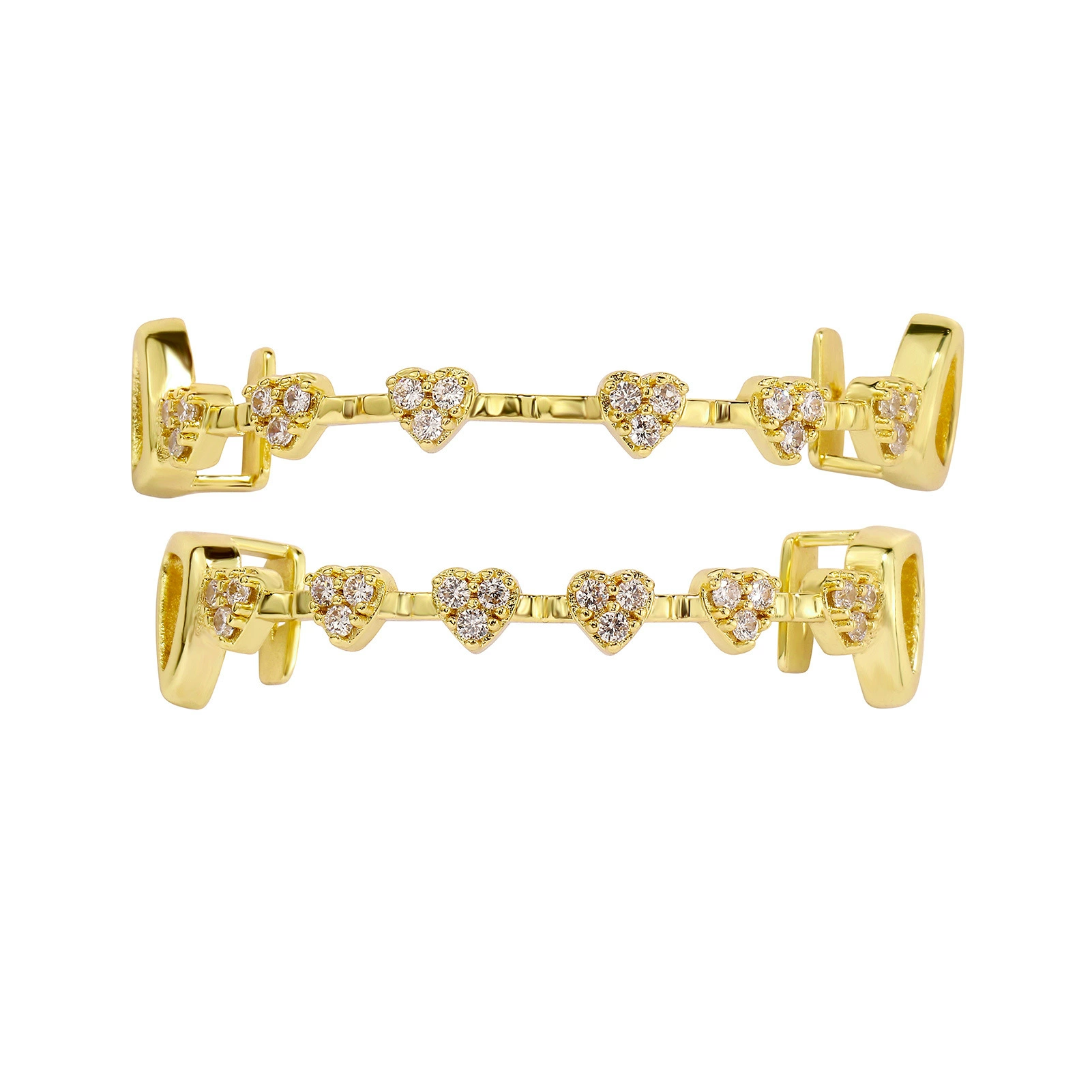 Fashionable Moissanite Gold Grillz – Heart Shaped Fully Diamond-Paved
