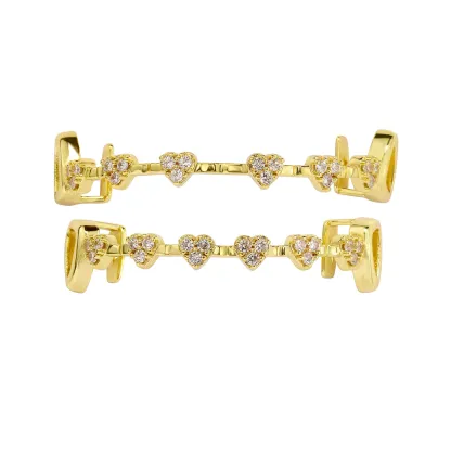 Fashionable Moissanite Gold Grillz – Heart Shaped Fully Diamond-Paved