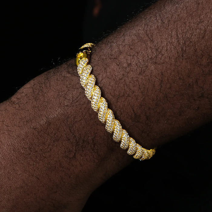 8mm Moissanite New Twist Cross Cuban Bracelet