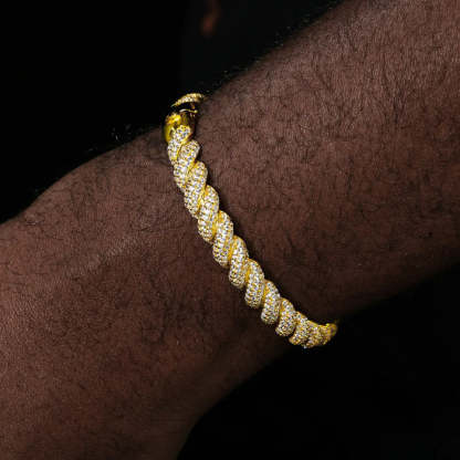 8mm Moissanite New Twist Cross Cuban Bracelet