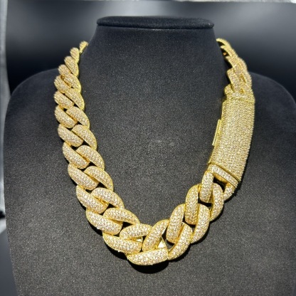 20mm S925 Moissanite Unique Trendy Pattern Cuban Chain