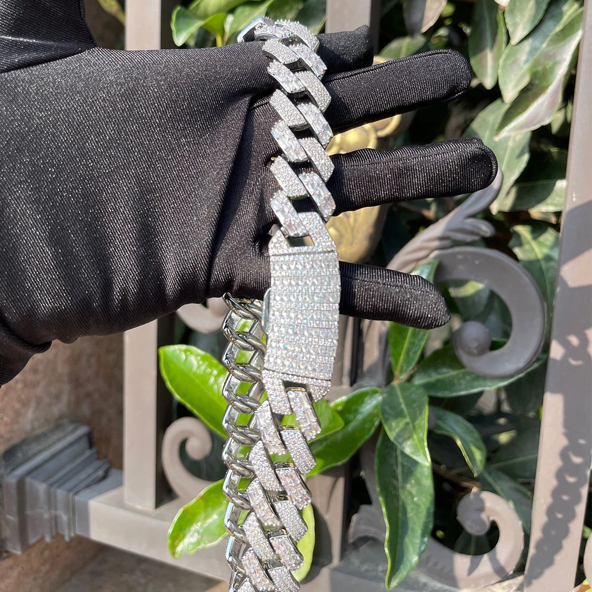 S925 Moissanite Fully Paved Cuban Chain