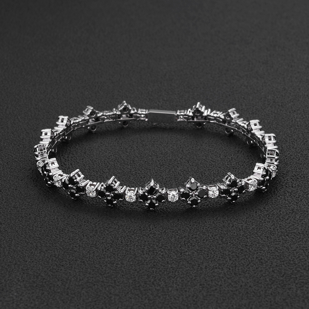 8mm Moissanite Alternating Flower Tennis Bracelet