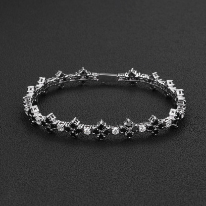 8mm Moissanite Alternating Flower Tennis Bracelet