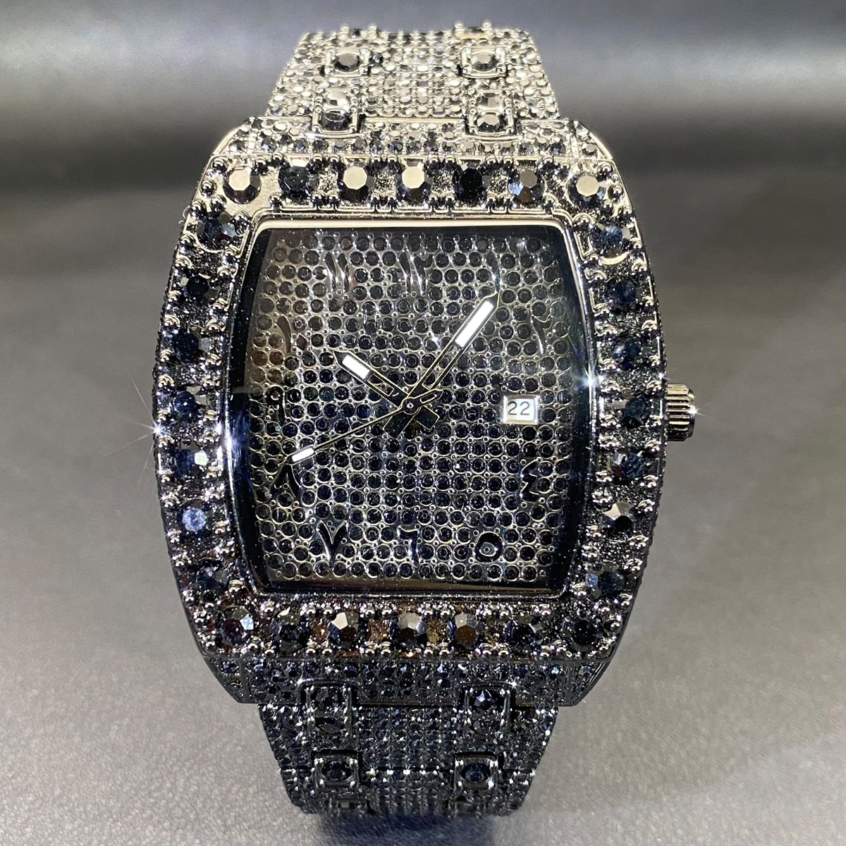 Silver Tonneau Shaped Moissanite Watch