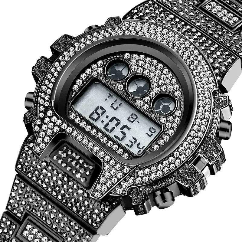Moissanite Luxury Fashion Electronic Watch with Full Setting