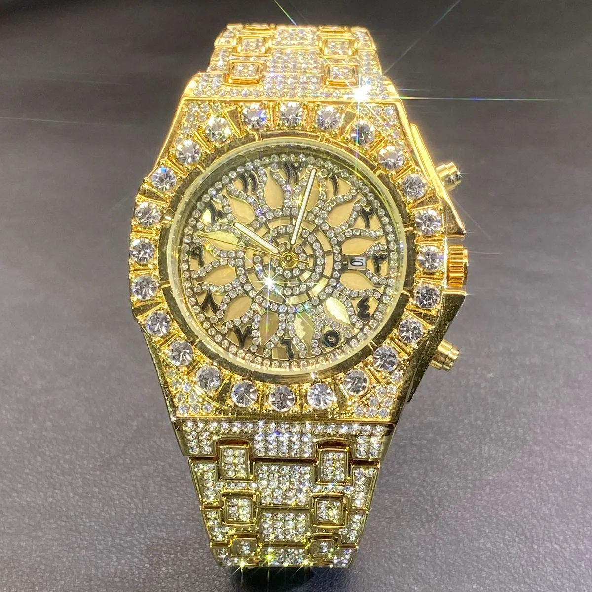 Niche-design moissanite watch with Arabic numeral markers