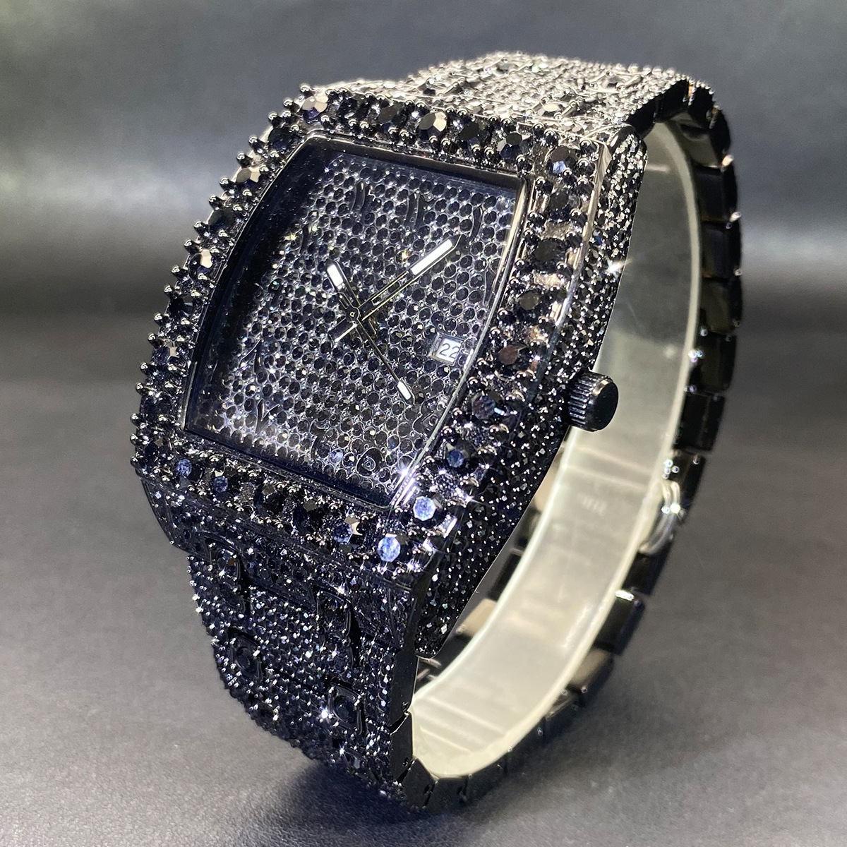 Silver Tonneau Shaped Moissanite Watch