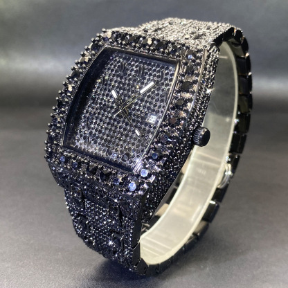 Silver Tonneau Shaped Moissanite Watch