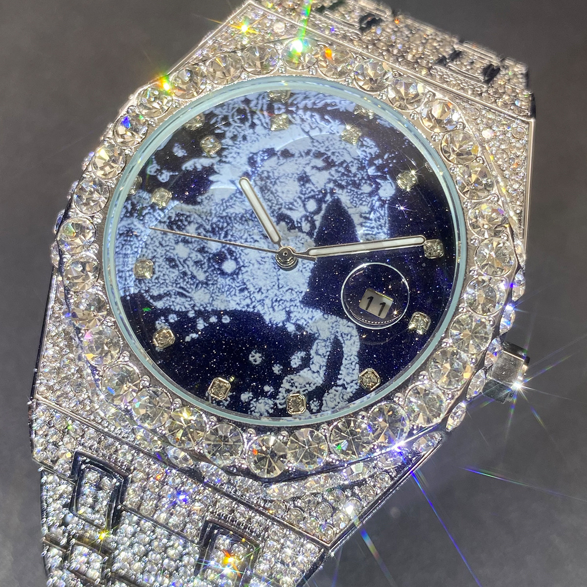Year Horse Starry Sky Horse Motif and Full Moissanite Setting Watch