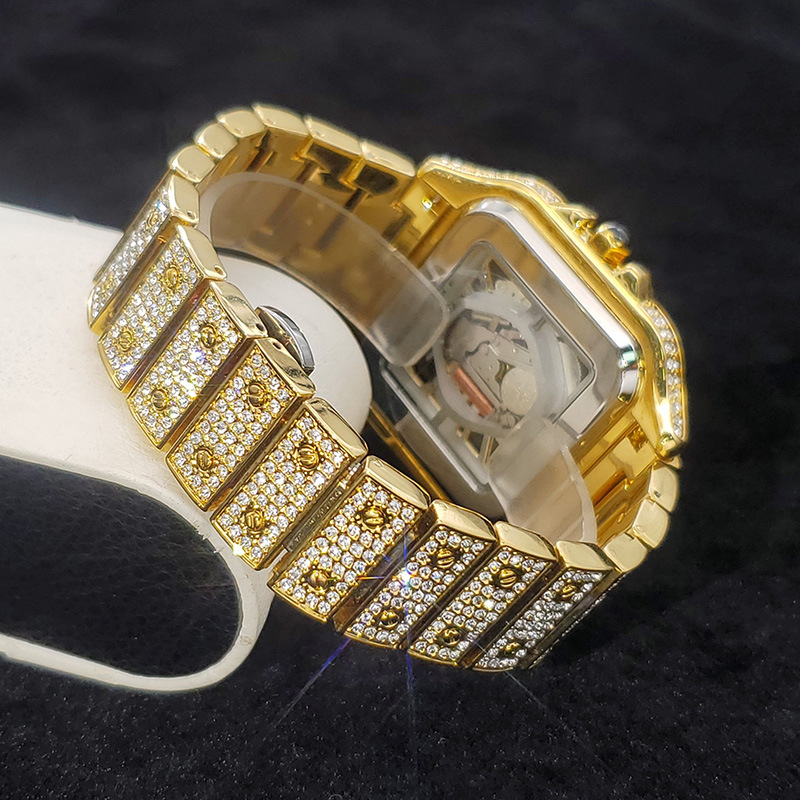 Square Moissanite Watch Openwork Exhibition Case Back