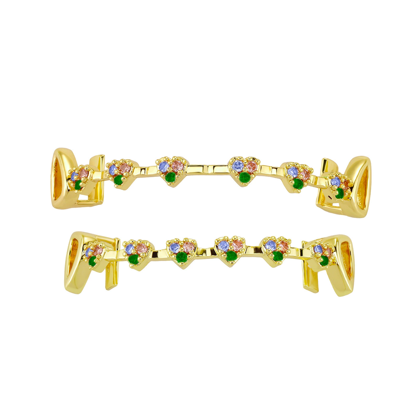 Fashionable Moissanite Gold Grillz – Heart Shaped Fully Diamond-Paved