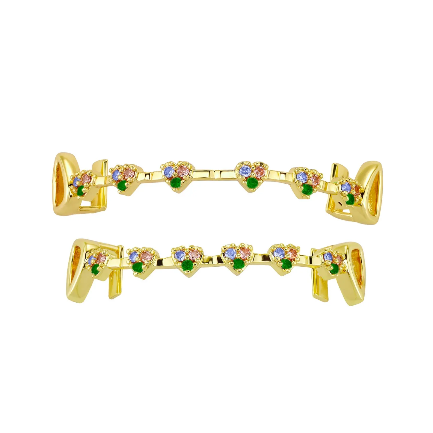 Fashionable Moissanite Gold Grillz – Heart Shaped Fully Diamond-Paved
