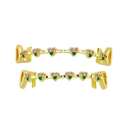 Fashionable Moissanite Gold Grillz – Heart Shaped Fully Diamond-Paved