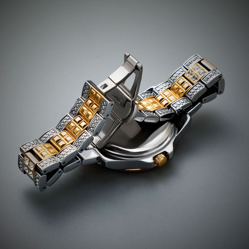 18K Gold Two Tone Iced Watch