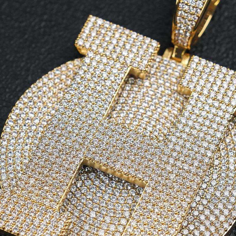 Large Round Disc Moissanite Custom Letter Pendant