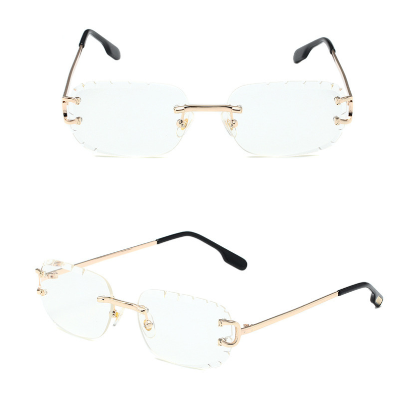 New Pattern Cut Edge Oval Frameless Sunglasses