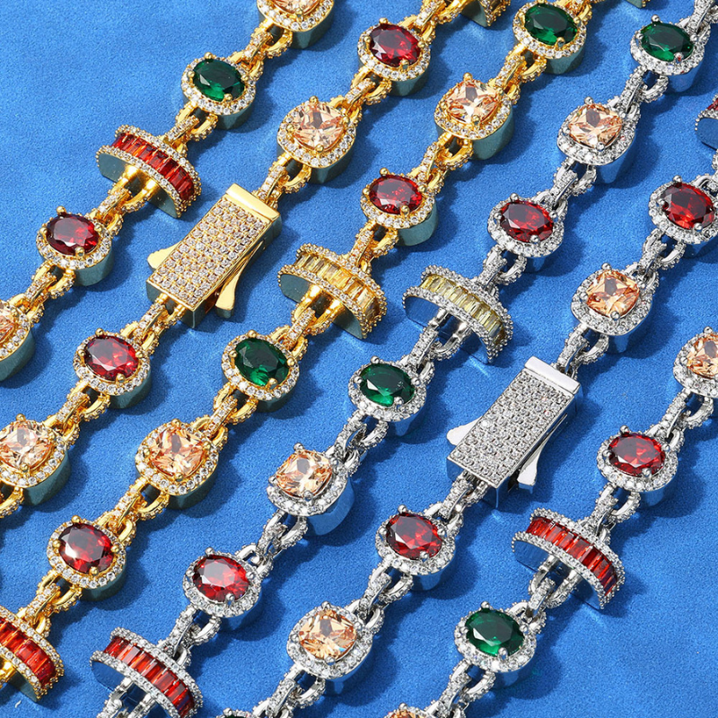 Moissanite Hip Hop Colored Gemstone Chain