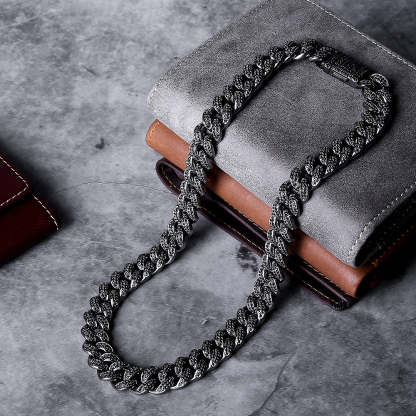 12mm Black Iced Cuban Link Chain-krkcom