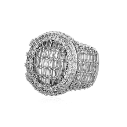 Moissanite Trendtide Trapezoid Square Diamond Close Set Disc Ring