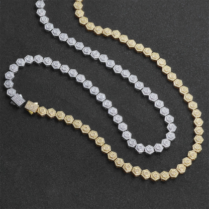 8.5mm Moissanite Geometric Hexagonal Rock Sugar Chain