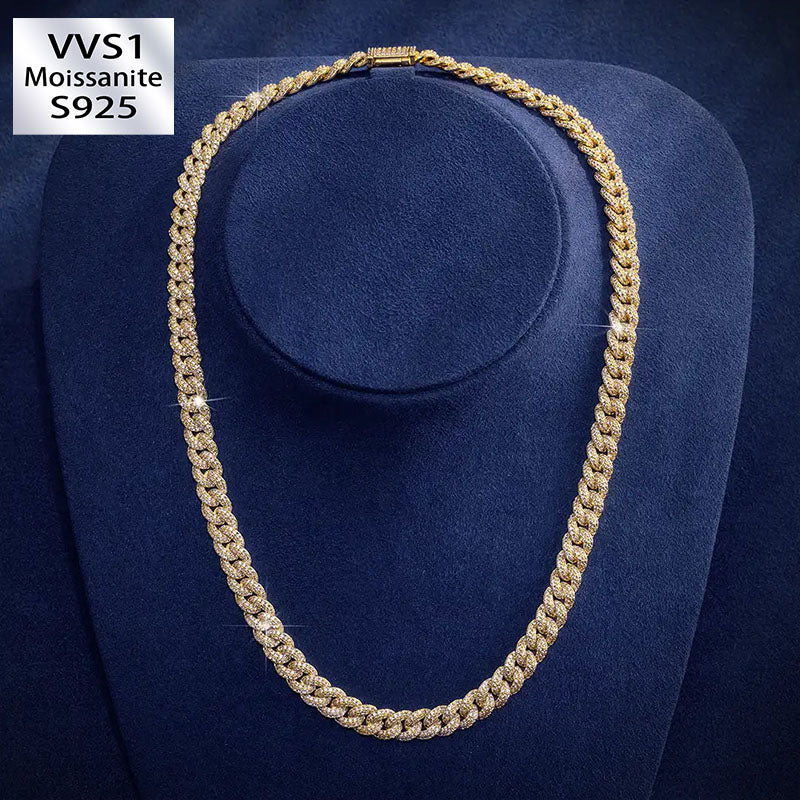 10mm Moissanite Diamond Cuban Link Chain