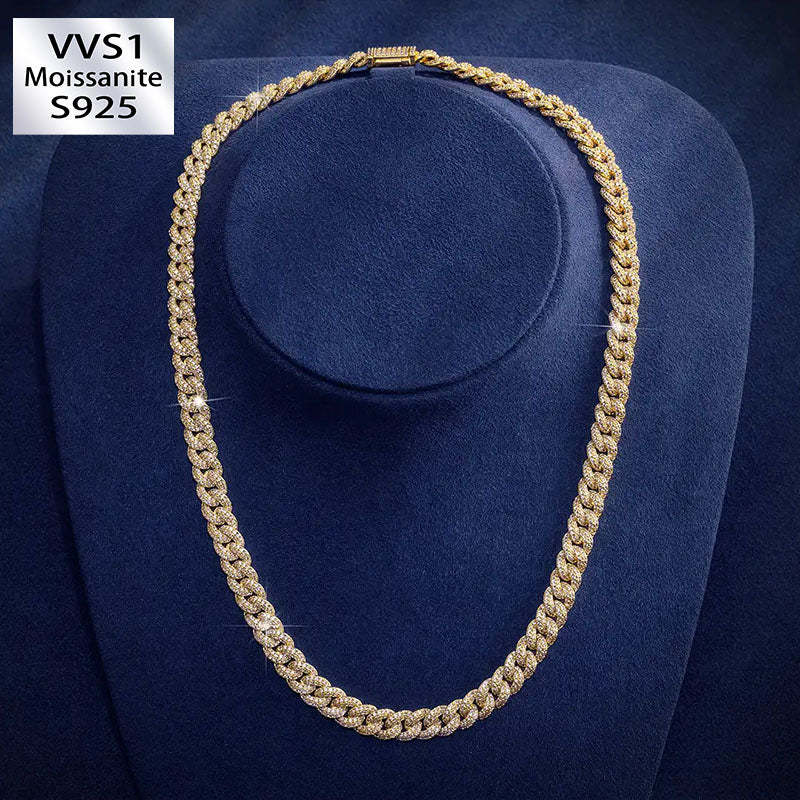 10mm Moissanite Diamond Cuban Link Chain