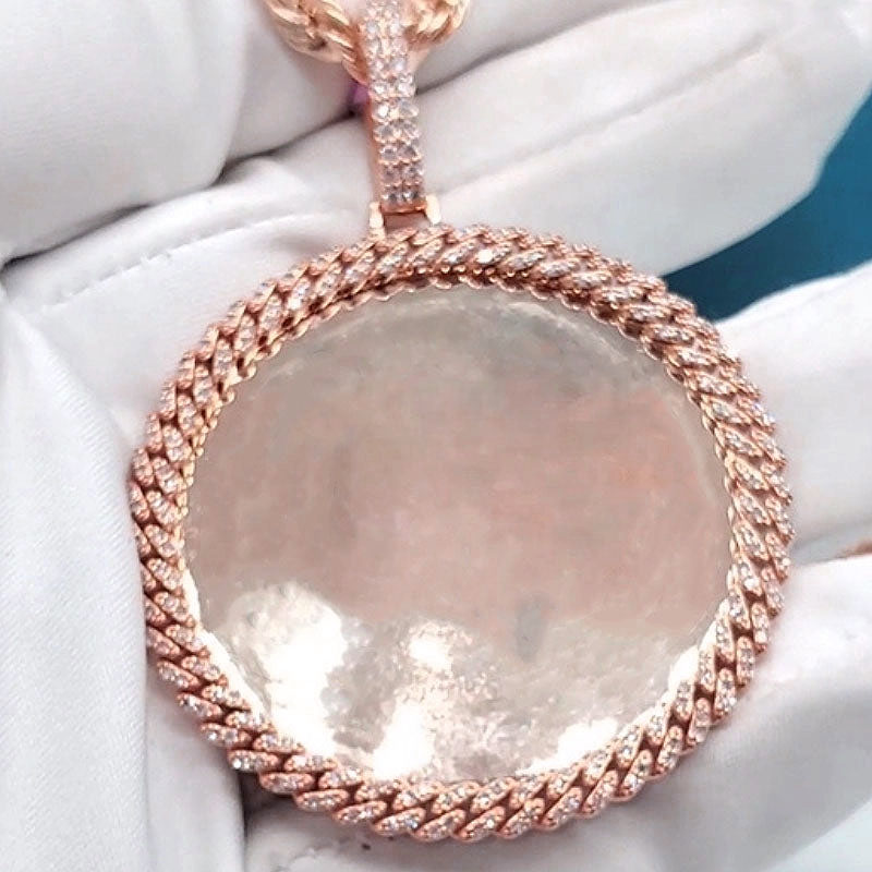 Moissanite Cuban Chain Surround Design Photo Custom Pendant