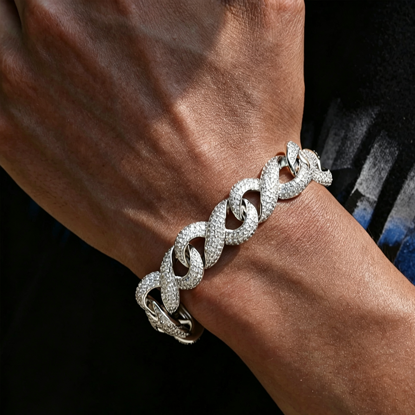 14.5mm Geometric Hip-Hop Infinity Moissanite Bracelet