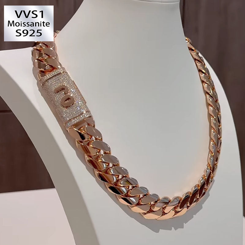 20mm Moissanite Custom Letter Buckle Cuban Chain