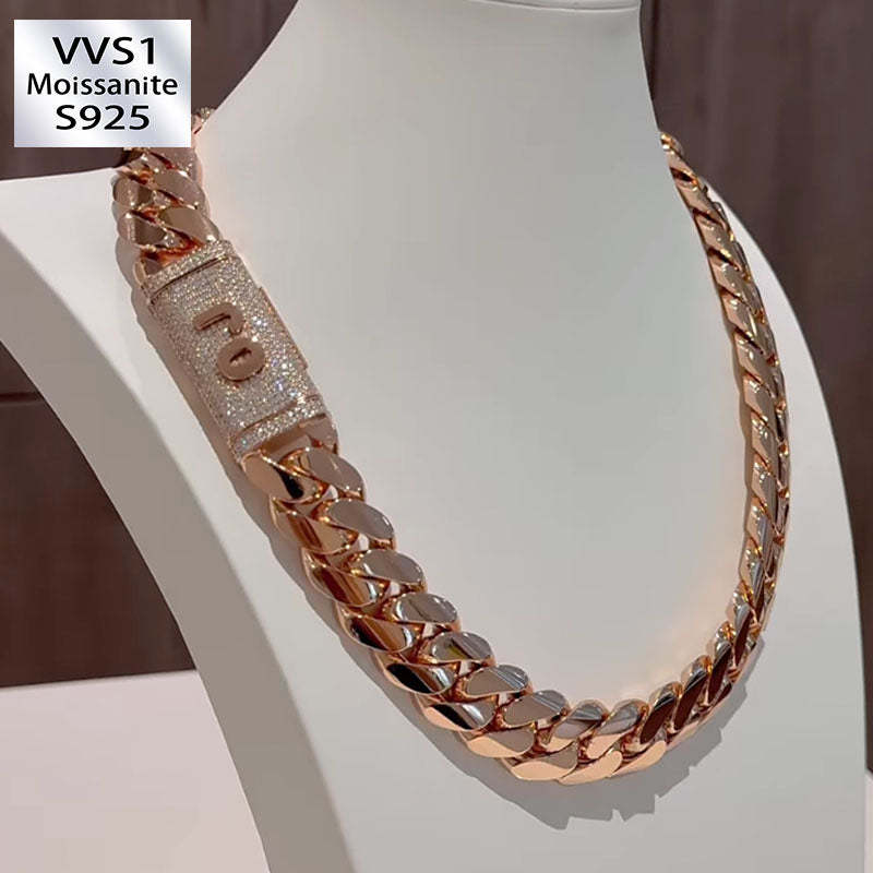 20mm Moissanite Custom Letter Buckle Cuban Chain