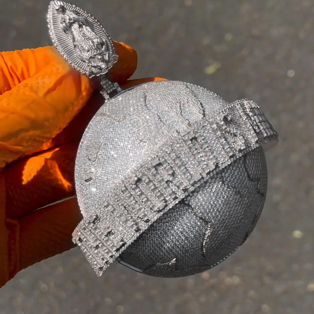 Moissanite "The World is Mine" Global Pendant Smaller Version