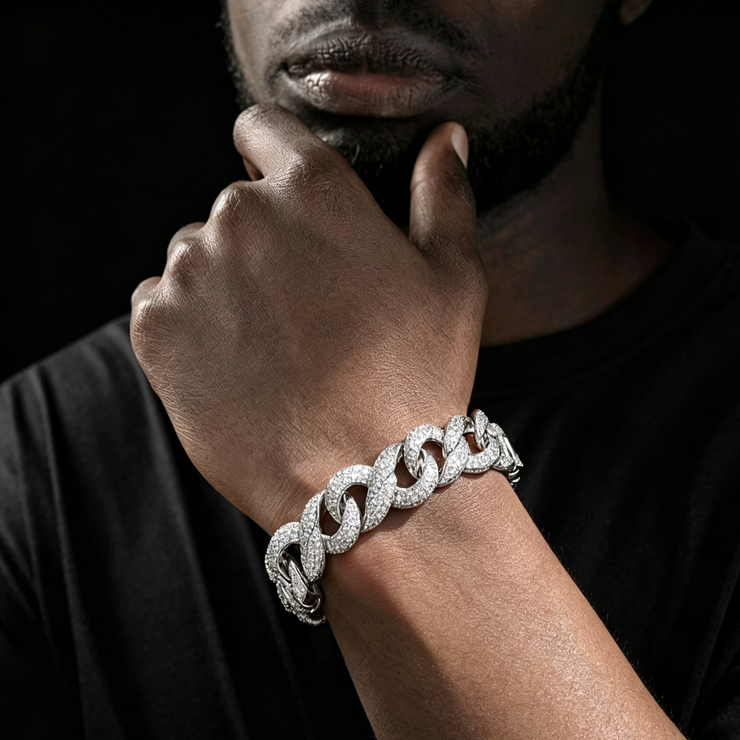 14.5mm Geometric Hip-Hop Infinity Moissanite Bracelet