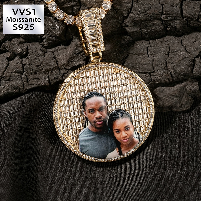 Custom Moissanite Photo Memory Locket Pendant