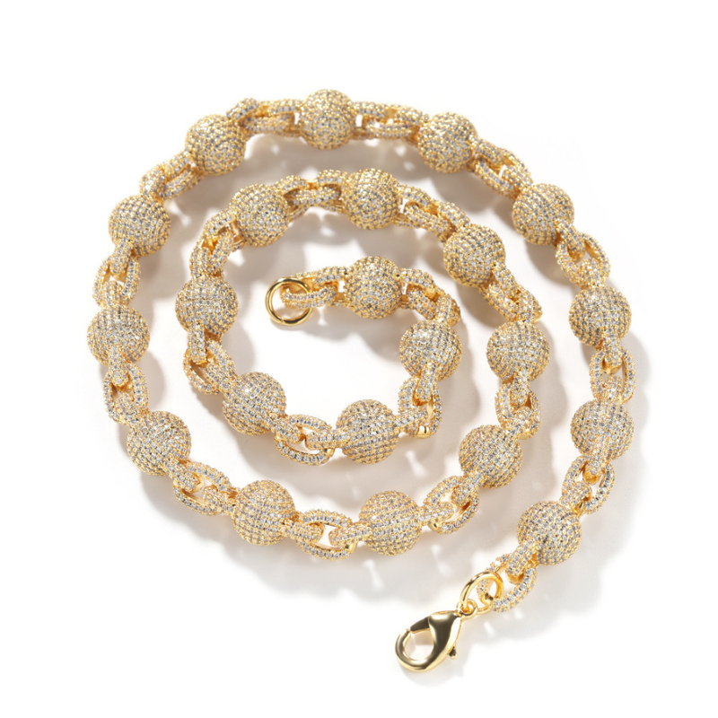 Moissanite Hip Hop Diamond Bead Chain Necklace