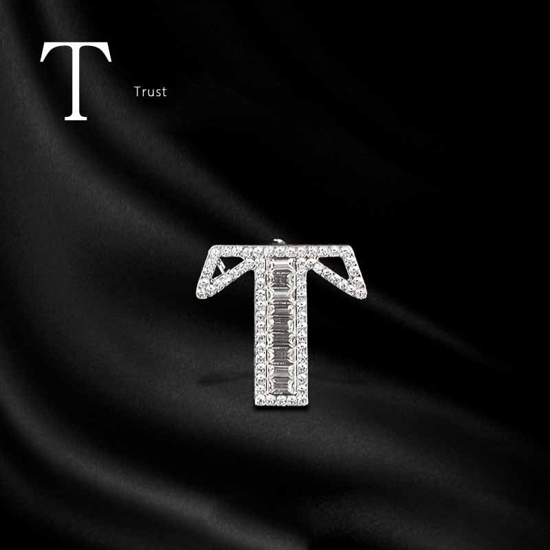 Moissanite Hip Hop Letter Brooch