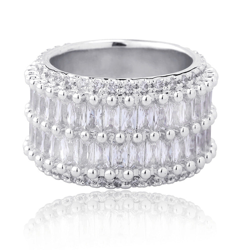 Moissanite Luxury Sparkling Hip-Hop Baguette Ring