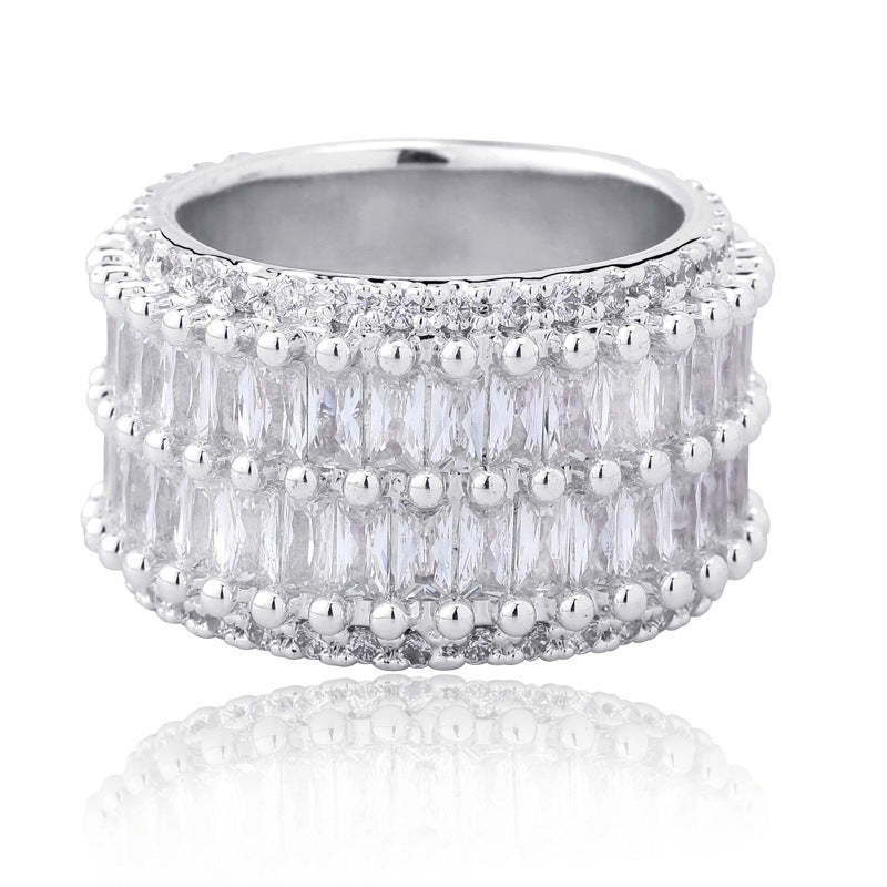 Moissanite Luxury Sparkling Hip-Hop Baguette Ring