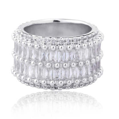 Moissanite Luxury Sparkling Hip-Hop Baguette Ring