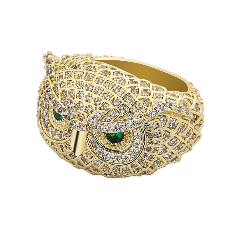 18K Gold Plated Moissanite Owl Set with Jewel Hip Hop Ring