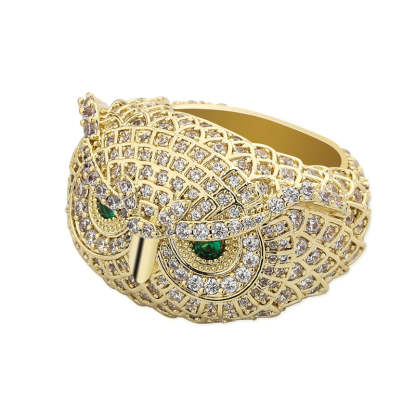 18K Gold Plated Moissanite Owl Set with Jewel Hip Hop Ring