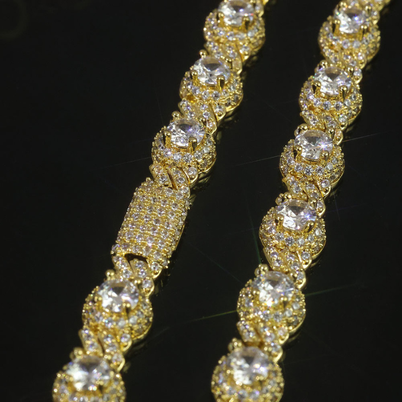 7.5mm Moissanite Hip Hop Round Bead Cuban Bracelet