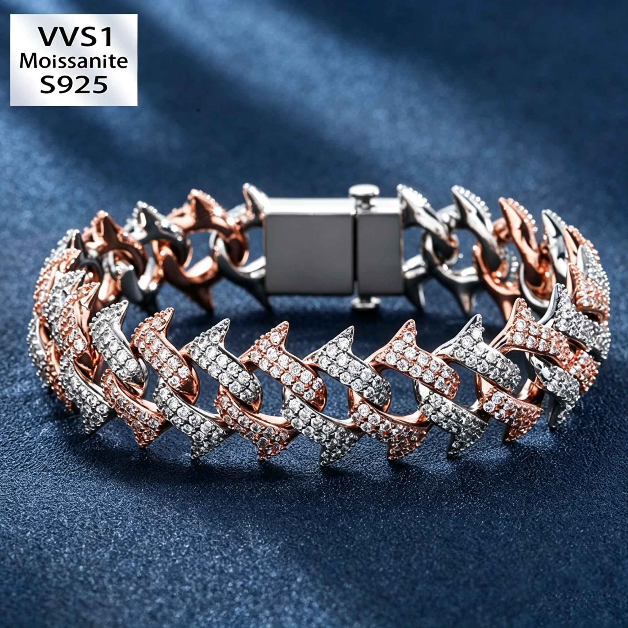 18mm S925 Moissanite Spiked Thorn Cuban Bracelet