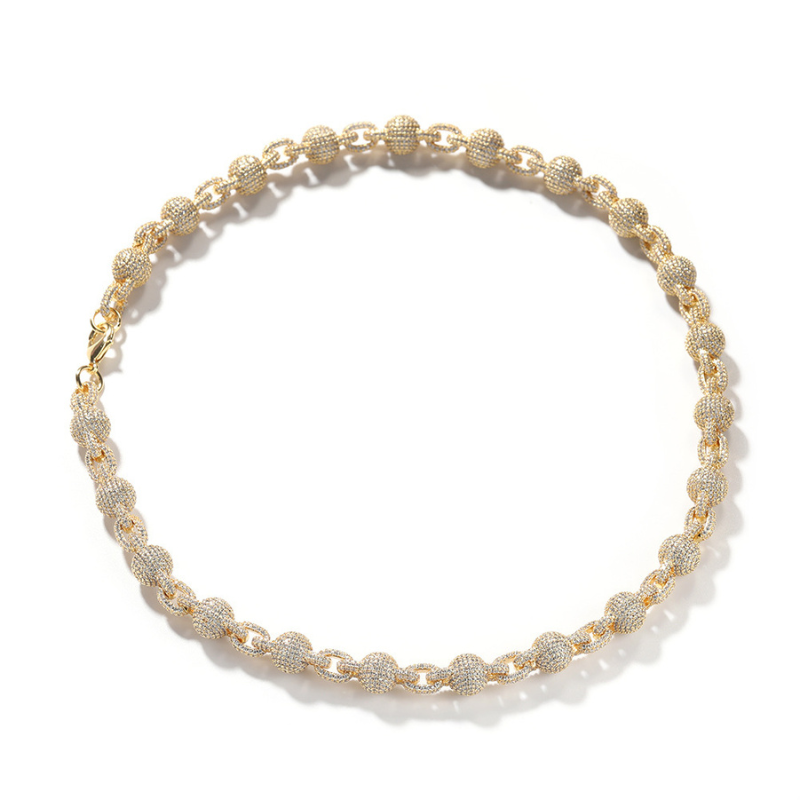 Moissanite Hip Hop Diamond Bead Chain Necklace